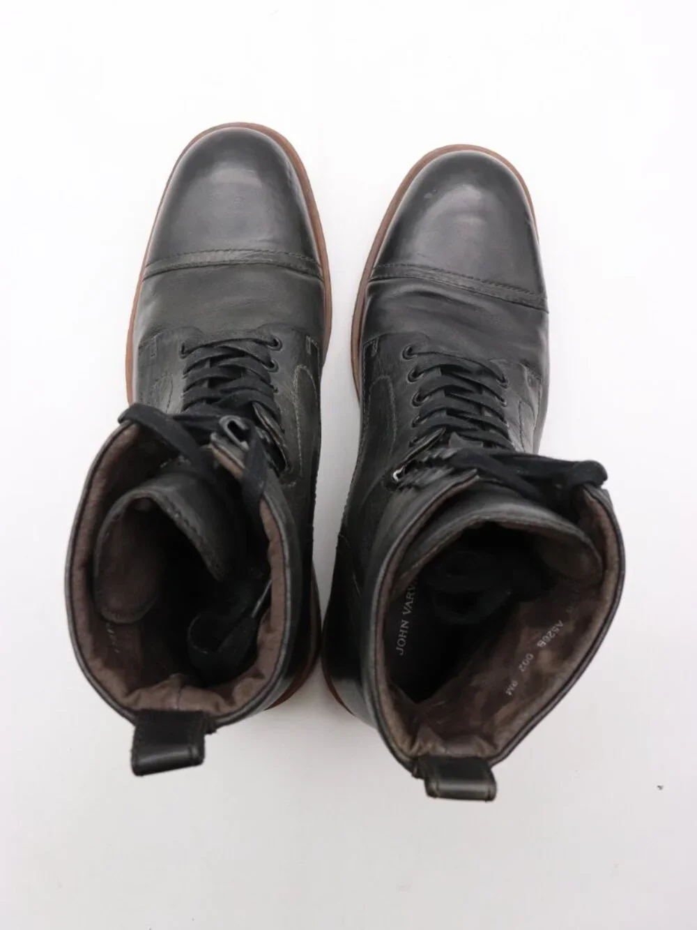John Varvatos Tall Combat Boots Men’s 9 M Black Leather Cap Toe Lace Up Boots